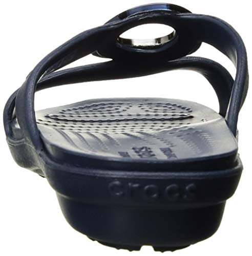 crocs women's sanrah metal block slide sandal