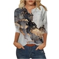 thumbnail image 2 of Fiudx Ropa de Mujer Blusa Holgada con Estampado de Pascua y Cuello En V Retro de Manga Tres Cuartos a La Moda para Mujer, 2 of 5