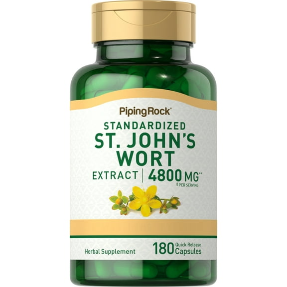 St. John's Wort 4800 mg | 180 Capsules for Men and Women | by Piping Rock