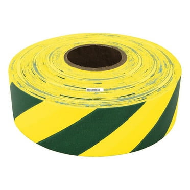 Flagging Tape Roll - 300ft Yellow/Black Stripes, 2mil Thick, 1 Inch Wide Survey Marking Ribbon
