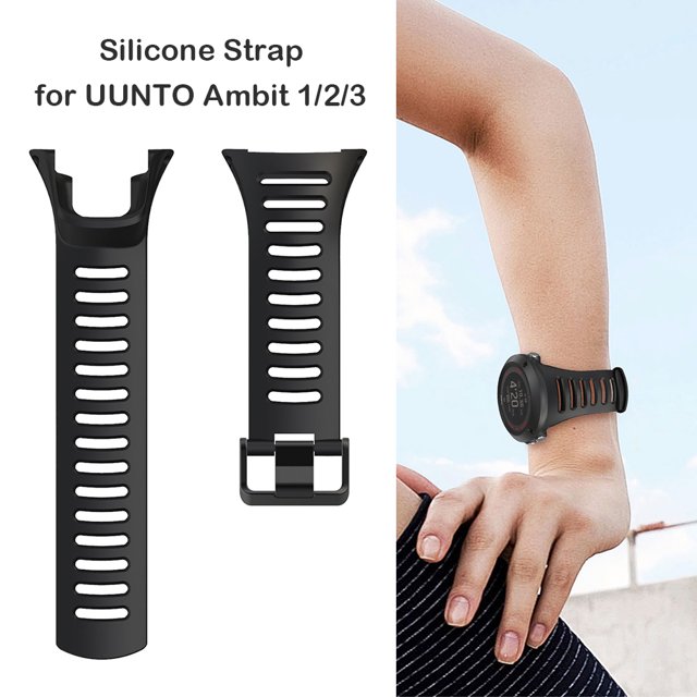 Correa de reloj de silicona con hebilla para Suunto Ambit Series 1/2/3 (negro)