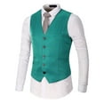 thumbnail image 3 of Bcfgryg Mens Four Seasons V Neck Vest Suit Vest Large Size Groom Man Wedding Party Vest Work Clothes Vest Men's Winter Coat Green L, 3 of 3