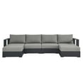 thumbnail image 3 of Modular Lounge Sectional Sofa Set, Grey Gray, Aluminum Metal, Outdoor Patio Balcony Cafe Bistro Garden Hospitality Restaurant, Modern Contemporary HB36649, 3 of 8