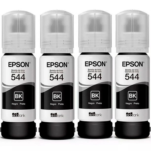 Kit 4 Botellas Tinta EPSON T544 Color Negro L1250 L3210 L3250 L5190 L5290