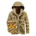 thumbnail image 2 of Vedolay Men's Jacket Fashion Casual Autumn and Winter Thick Hooded Jacket Khaki,3XL, 2 of 5