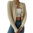 thumbnail image 3 of Cardigan Sweaters for Women Casual Button Down Cable Knit Long Sleeve Crewneck Knitted Jackets Color XL, 3 of 9