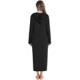 thumbnail image 4 of Womens Zip Up Robe Nightgown Long Hooded Sweatshirt Bathrobe Long Sleeve Housecoat Lounger With Pockets, 4 of 4