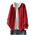 thumbnail image 2 of Wzzjkit Vêtements d'Automne Mode Femme Couleur Unie Cardigan à Manches Longues Chandail Col Rond, 2 of 9