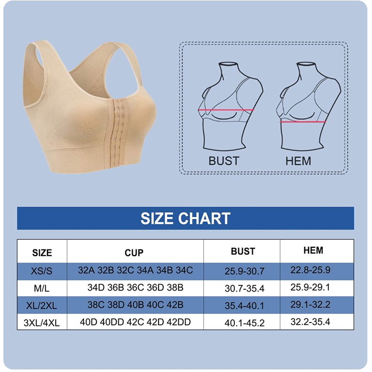 Gotoly Women's Front Closure Sports Bra Wirefree Padded Support Longline  Workout Tank Top Bra(Beige 3X-Large-4X-Large)