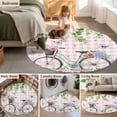 thumbnail image 5 of Round Rugs 5Ft, Spring Round Area Rug Washable Indoor Throw Carpet, Bicycles Leaves Butterfly Flowers Pink Buffalo Plaid Soft Non Slip Circle Rug for Cabinet Bathroom Home Decor Aesthetic, 5 of 8