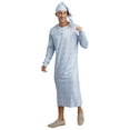 thumbnail image 3 of HULIJA Men's Henley Sleep Shirt Nightgown Striped Big&Tall Long Sleeve Nightshirt with Night Hat Type B L, 3 of 6