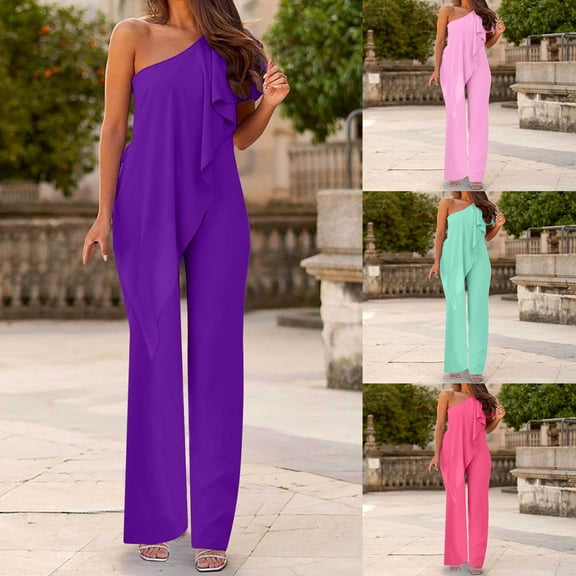 pstuiky Overalls for Women, Women Solid Color Wide Leg Long Pants With Pockets Straight Active Fit Comfy Plus Size Fitness Sports Pants for Women Gift for WomenGreen L