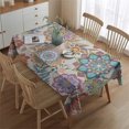 thumbnail image 2 of Boho Bohemia Flower Rectangle Tablecloth 60"x84",Waterproof Polyester Rectangle Table Cloth, Wipeable Spillproof Polyester Tablecloth for Dining, Camping, Indoor and Outdoor, 2 of 4