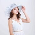 thumbnail image 3 of Women Church Cap Organza Fascinator Lady Cocktail Tea Party Foldable Adjustable Anti Sun Hat Flower Hat, 3 of 4
