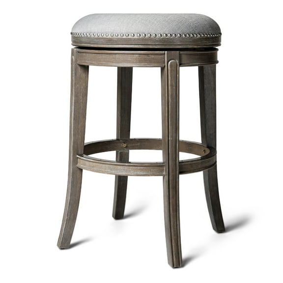 Open Box Maven Lane Alexander Round Backless Swivel Bar Stool, Reclaimed Oak,