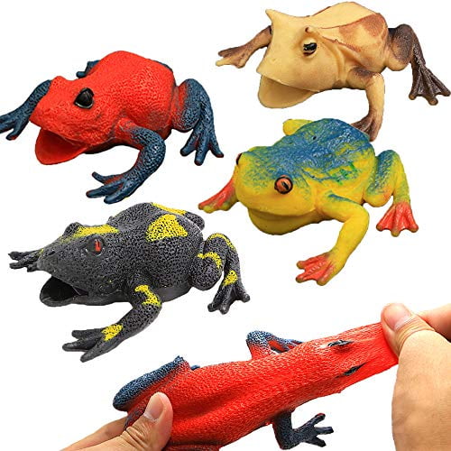 "Juguetes de ranas, juegos surtidos de ranas de goma de 4.5 pulgadas, material de grado alimenticio TPR súper elásticos, con bolsa de regalo y tarjeta de estudio de aprendizaje ValeforToy 6928876910008