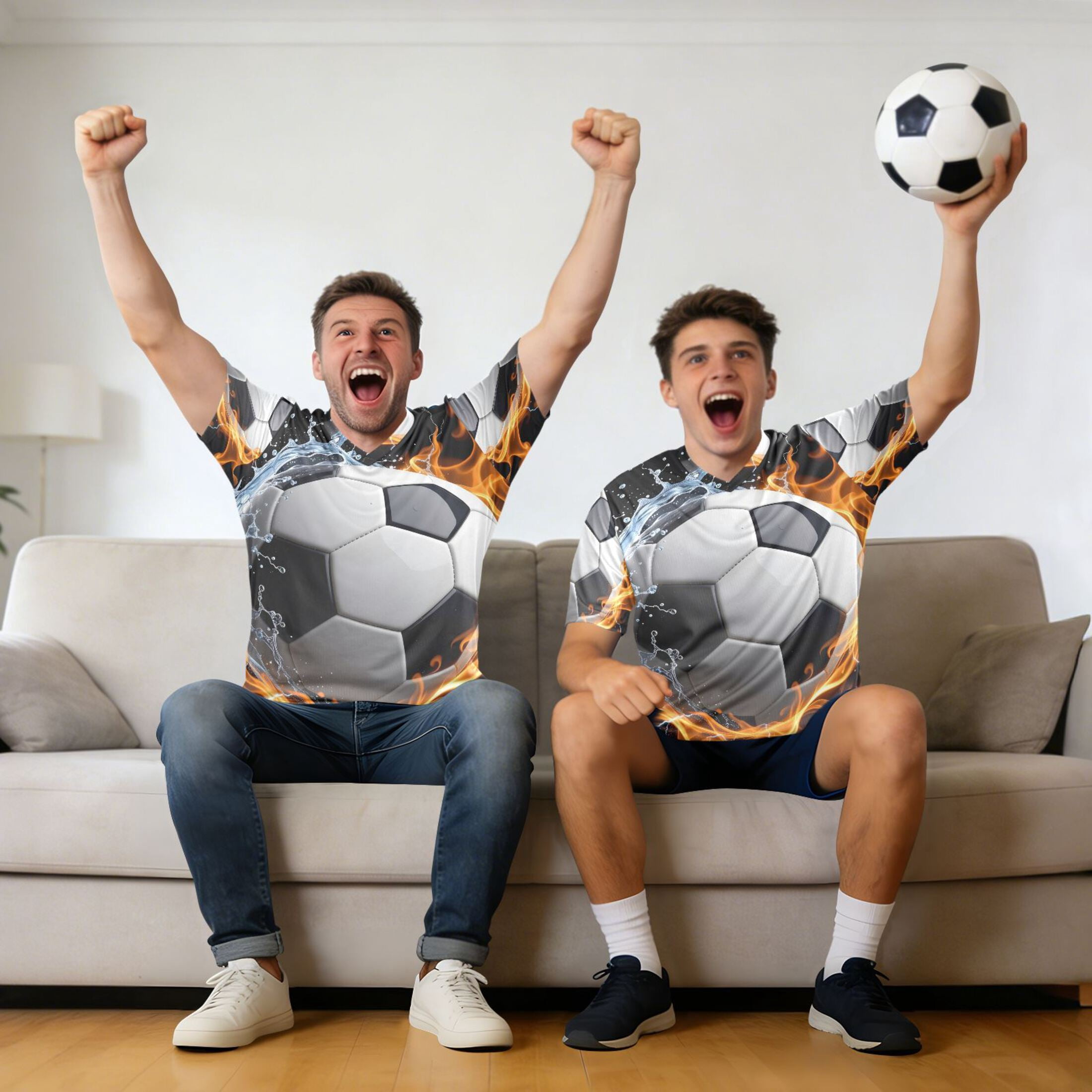 Flame Water Wrap Football Men's Sports Jerseys Athletic T-Shirt Football Referee Short Sleeves Shirt L