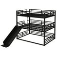 thumbnail image 6 of Lisonu Queen over Queen over Queen Triple Bunk Bed, Heavy-Duty Metal 3-Tier Bunk Bed for Adults & Teens, Space-Saving Solution for Vacation Homes, Black, 6 of 17
