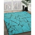 thumbnail image 3 of Ahgly Company Machine Washable Indoor Rectangle Transitional Bright Cyan Blue Area Rugs, 2' x 5', 3 of 7