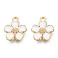 thumbnail image 3 of 100 pc Eco-Friendly Zinc Alloy Pendants with Enamel Cadmium Free & Nickel Free & Lead Free 5- Petal Flower Light golden Mixed color 16x13x3mm Hole: 1.8mm, 3 of 3