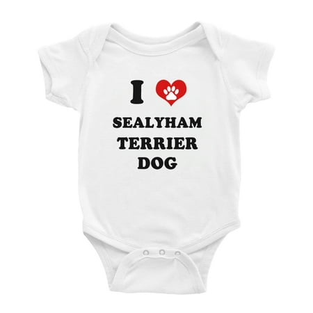 

I Heart Sealyham Terrier Dog Funny Cute Baby Romper (White 3-6 Months)