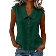 thumbnail image 2 of Uootdi Women's Blouses Sleeveless Button Down Linen Look Solid Shirts Summer Vacation Style Airy Comfortable Relaxed Fit Tunics Gift, 2 of 7