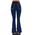 thumbnail image 3 of Women Jeans Patch Flare Bell Bottom Raw Hem, 3 of 4