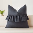 thumbnail image 2 of Unique Bargains Solid Boho Throw Pillow Covers with Ruffles Set of 1 Grey 18" x 18", 2 of 7