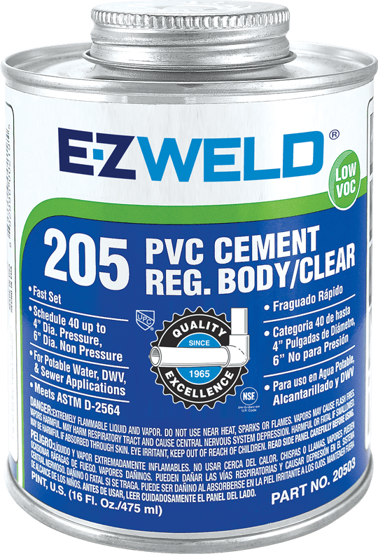 EZ20502 EZ Weld Pvc Cement Regular Body, Clear 8oz