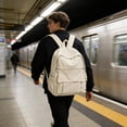 thumbnail image 4 of Mochila de pana de gran capacidad para el trabajo de trabajo - bolsa de hombro de viaje de 14 pulgadas, múltiples bolsillos, cremalleras reforzadas, negro rojo azul oscuro azul claro, 4 of 6