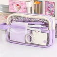thumbnail image 6 of Large Capacity Transparent Pencil Case – Canvas Cloth, Rectangular Storage Pouch, Portable Water-Resistant, for Teens Campus Office, 6 of 9