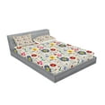 thumbnail image 2 of Ambesonne Floral Fitted Sheet & Pillow Sham Set, Flower Butterfly Pattern, Queen, Multicolor, 2 of 2