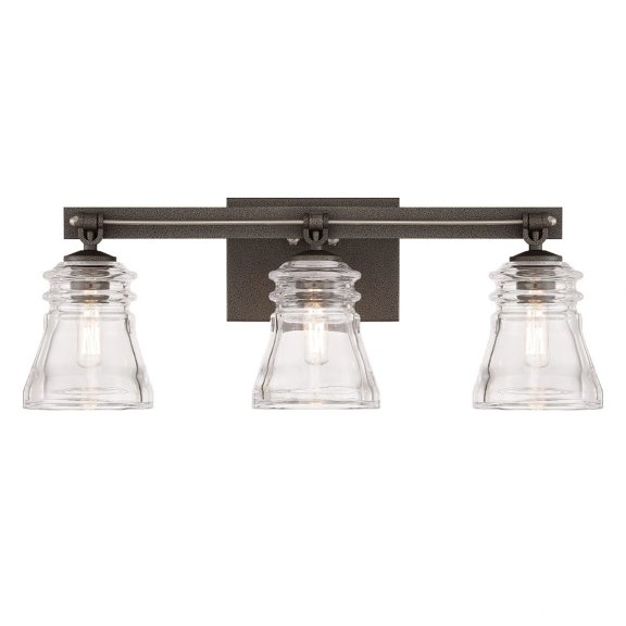 Graham Avenue 3-Light Bathroom Vanity Light in Smoked Iron and Brushed Nickel