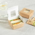 thumbnail image 4 of Cafe Vision 12 oz Rectangle Kraft Paper Mini Bio Take Out Container - Two Windows - 4 1/4" x 3 3/4" x 1 3/4" - 200 count box, 4 of 11