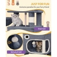 thumbnail image 5 of Cat Tree, 62.6‑Inch Tall Multi‑Level Cat Tower for Indoor Cats with Scratching Posts, Platforms, Cat Caves and Basket, Dark Gray, 5 of 9