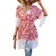 thumbnail image 1 of Camisa holgada de verano con empalme de borlas y cintura con estampado de manga corta para mujer, 1 of 6