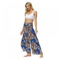 thumbnail image 2 of Women's Wide Leg Palazzo Pants Summer Loose Casual Beach Boho Floral Printed Bohemian Belted Pants Trousers for Women Summer, 2 of 7