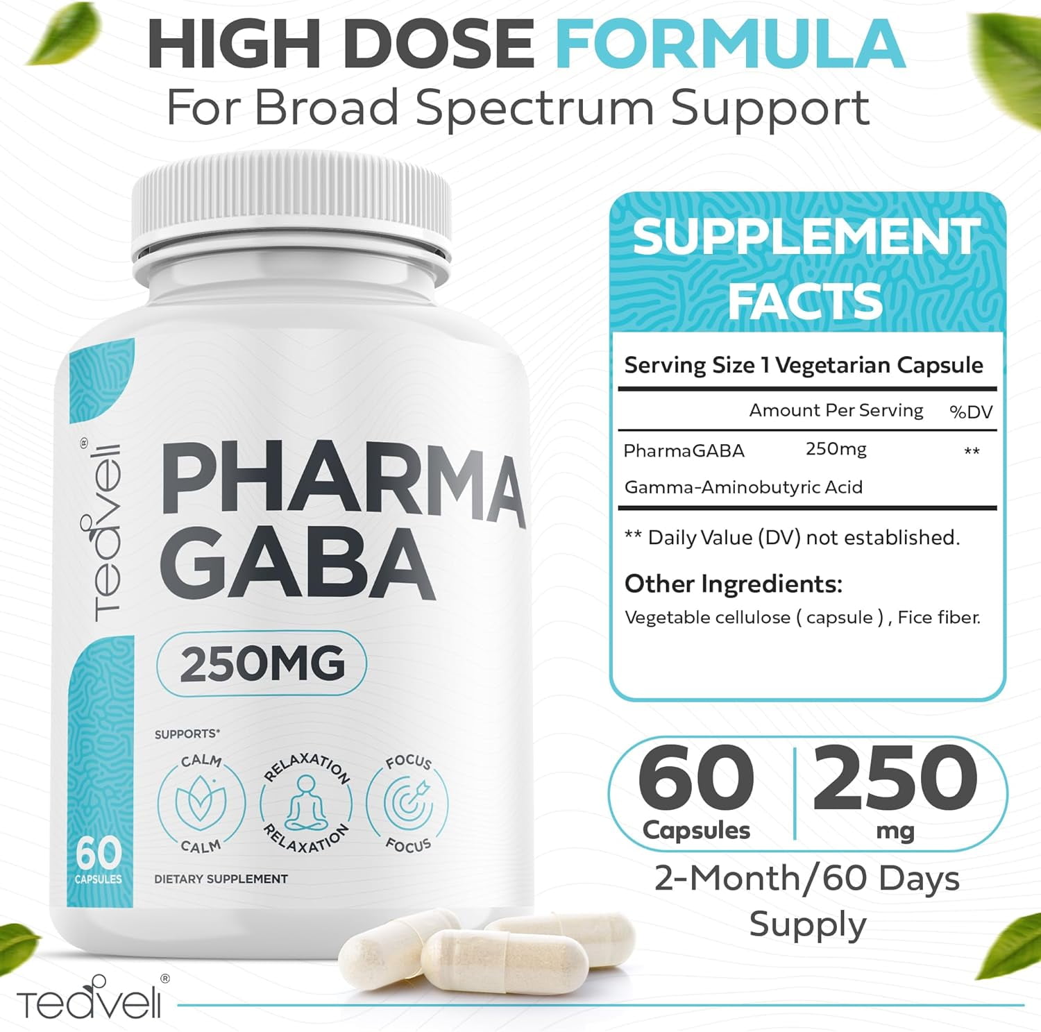 Pharma GABA 250 mg– Naturally Fermented GABA Supplement– Clinically Proven to Support Relaxation, Cognitive Health, Sleep & Focus