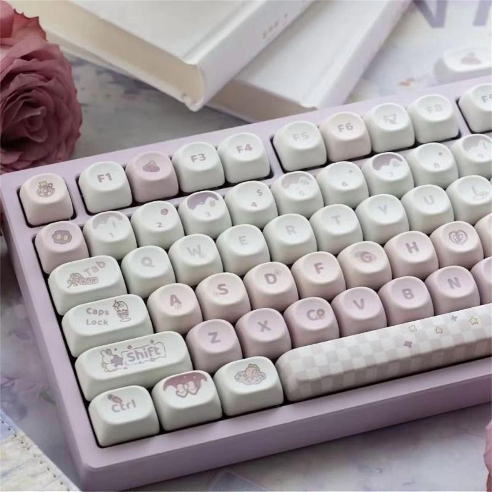 Cute Purple Rabbit Gradients Keycap MOA Profile 136Keys Small Tilt Thermal Sublimation Mechanical Keyboards Customization