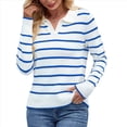 thumbnail image 2 of Camisas de Mujer con Cuello de Solapa, Cuello en V, Blusa de Larga, Blusa Informal Elegante. Azul L, 2 of 8