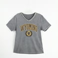 thumbnail image 5 of Women's Gameday Couture Gray Wyoming Cowboys Iconic Edge Rhinestone V-Neck T-Shirt, 5 of 7