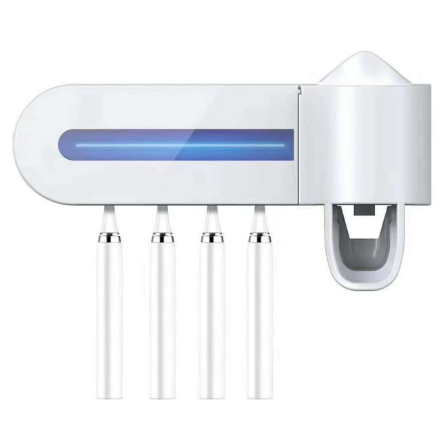 GoolRC Nail-free Wall Mounted Bathroom Holder with Automatic Toothpaste Dispenser USB Charging for Organizer for Ladies Family