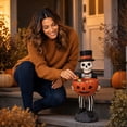 thumbnail image 6 of Outdoor Halloween Decor Skeleton Candy Bowl Statue, Resin Pumpkin Dish 11 Inch Top Hat Bow Tie for Porch Yard Entryway Table Centerpiece, 6 of 7