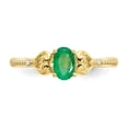thumbnail image 5 of 10K Yellow Gold Ring Band with Stones (05) May Emerald Oval Green Diamond Round, 5 of 5