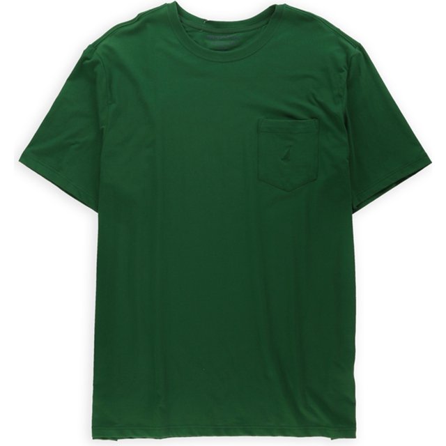 Nautica Camiseta básica con bolsillo de rendimiento para hombre, verde, XXL