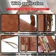 thumbnail image 5 of Arcticwind RFID Leather Long Womens Wallets, Wallets for Women, Tri-Fold/2 Zippers, Secure Large Capacity, Credit Card Holder with Multiple Card Slots, with ID Window Wallet,Brown, 5 of 6