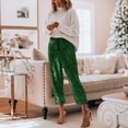 thumbnail image 2 of Lovskoo Sequin Pants for Women Solid Color Summer Casual Comfortable Trendy Slimming Loose Pockets Sequin Pants Green, 2 of 8