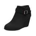 thumbnail image 2 of Tao Tao Women's Wedge Ankle Boots Fall Low Heel Short Booties Shoes Black 35, 2 of 9