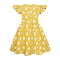 thumbnail image 5 of YOUYEDIAN Easter Midi Dresses for Girls Teen Summer Cute Flutter Sleeve Princess Dress Crew Neck Buuny Rabbit Print Dresses (Yellow, 8-9 Years), 5 of 5