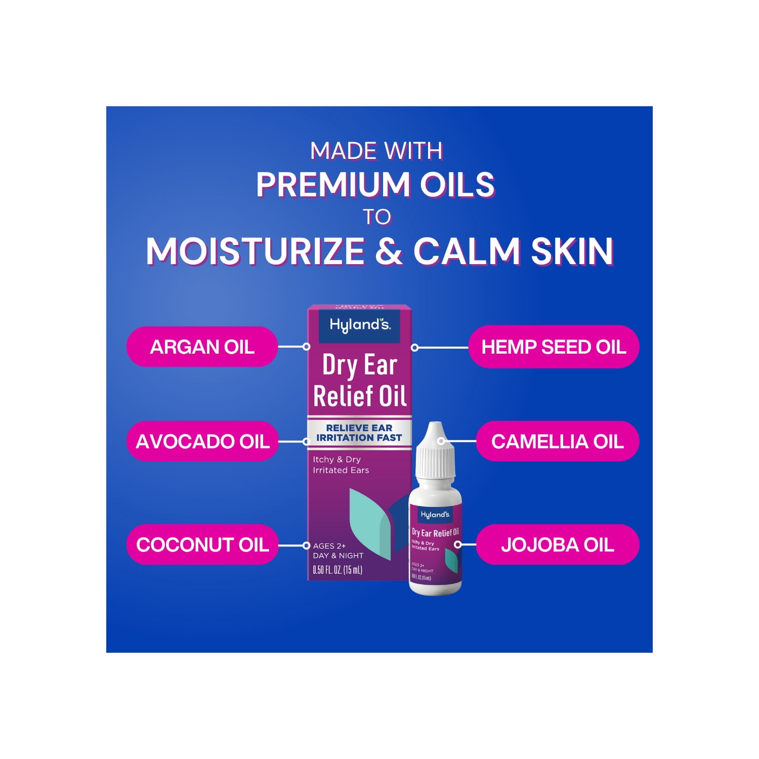 Hyland's Dry Ear Relief Oil, Relieve Ear Irritation, Itchiness, & Dryness Fast, 0.5 fl oz.